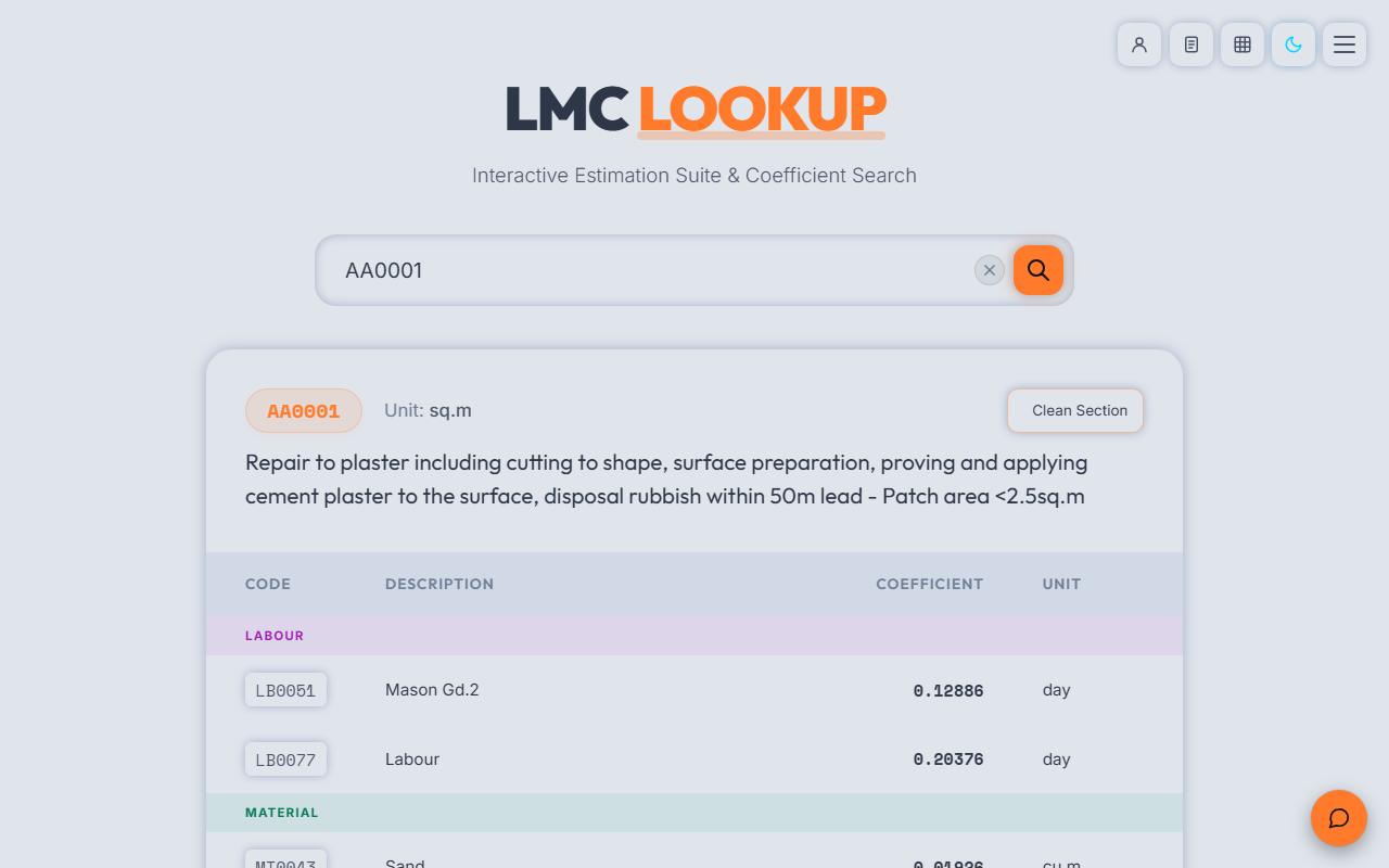 LMC Search interface